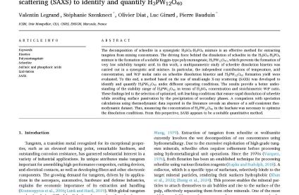 Dissolution de la scheelite en conditions acides douces via la formation de polyoxotungstate : cinétique et mécanisme appuyés par la diffusion des rayons X aux petits angles (SAXS) pour l’identification et la quantification de H₃PW₁₂O₄₀
