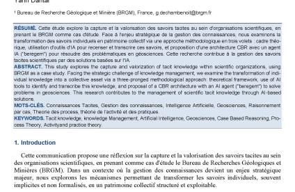 Transformer les savoirs tacites des geosciences en pa-trimoine collectif : stratégies et perspectives