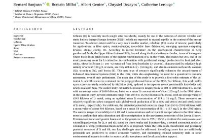 Évaluation actualisée des ressources potentielles en lithium (Li) et rubidium (Rb) géothermaux dans le Fossé rhénan (URG)