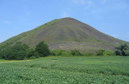 (original) Grand terril bien conservé, vestige de l'activité minière passée (Bruay, Pas-de-Calais, 2006).