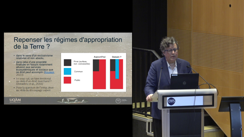 Conférence de Michèle Jébrak (UQAM), membre du comité scientifique international du programme, sur la notion de bien(s) commun(s). © PEPR Sous-sol, bien commun Conférence de Michèle Jébrak (UQAM), sur la notion de bien commun.