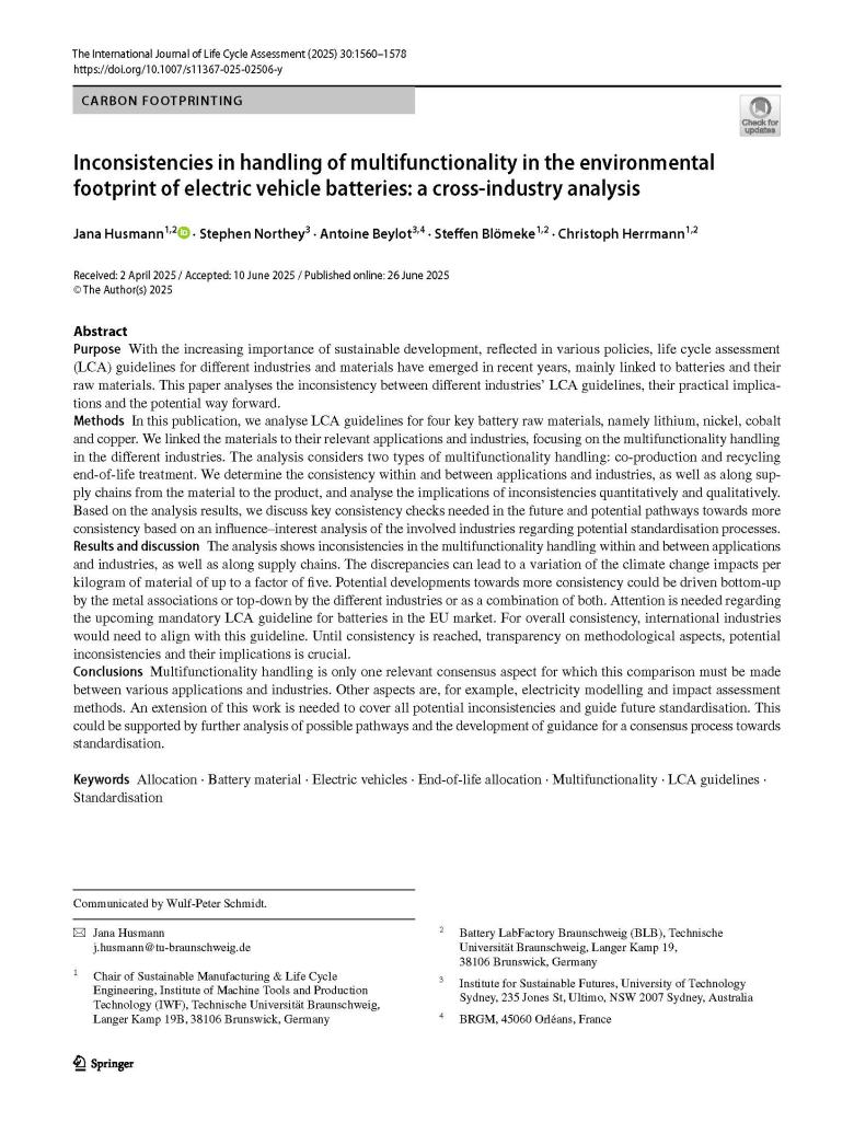 Incohérences dans la gestion de la multifonctionnalité dans l’empreinte environnementale des batteries de véhicules électriques : une analyse intersectorielle