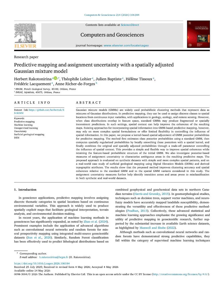Predictive mapping and assignment uncertainty with a spatially adjusted Gaussian mixture model